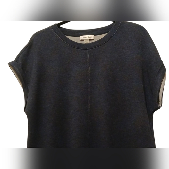 Calvin Klein - NWT, Blue Sweater Dress, Short Sleeve W/Cuff, Made From Rayon... - Picture 5 of 11